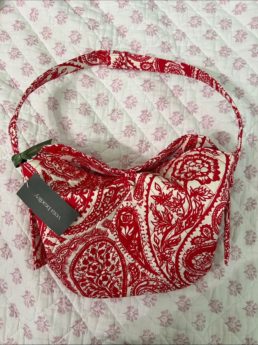 Vera Bradley Red and Cream Paisley Shoulder Bag